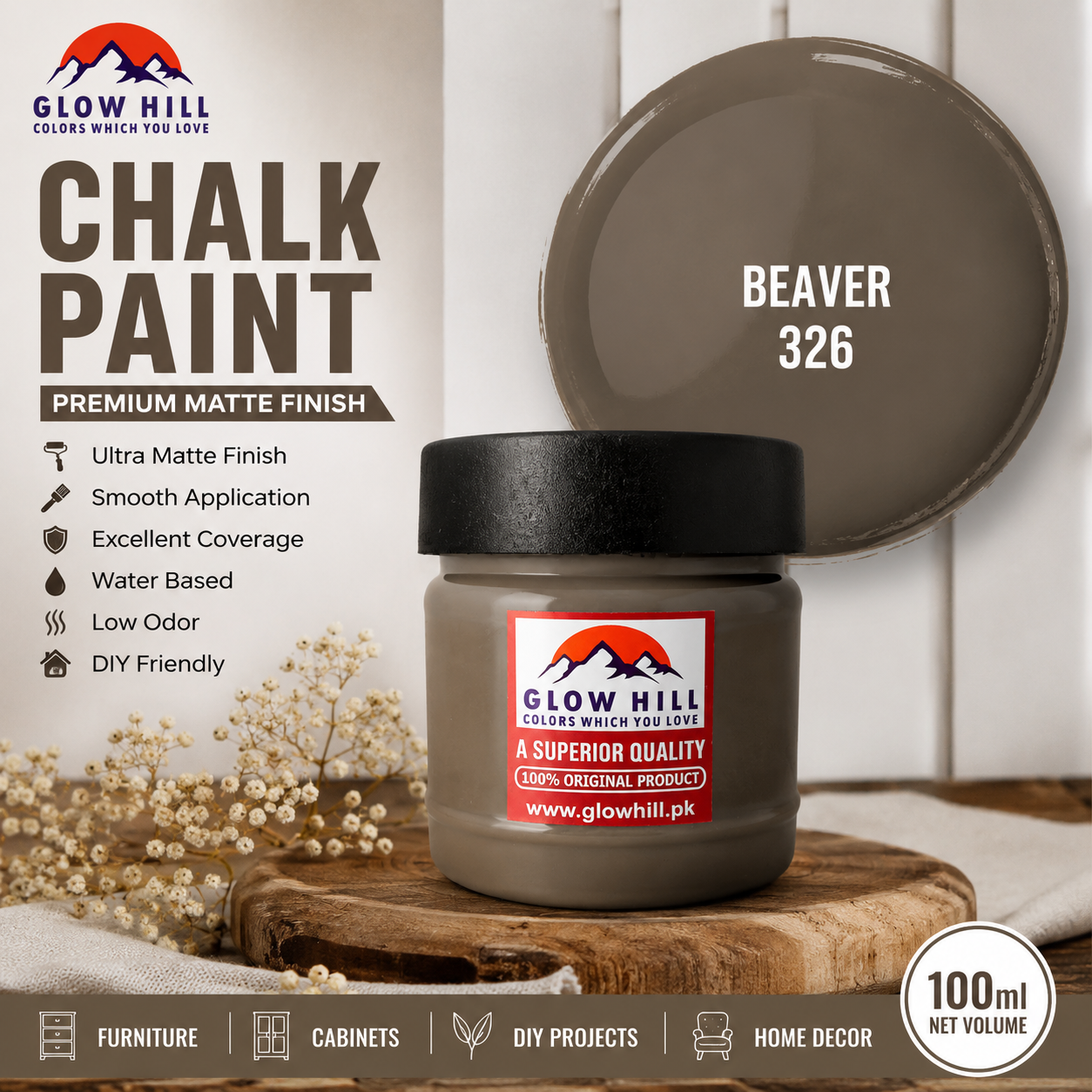 Beaver 326 Chalk Paint for Furniture, Wood, Cabinets & DIY Projects
