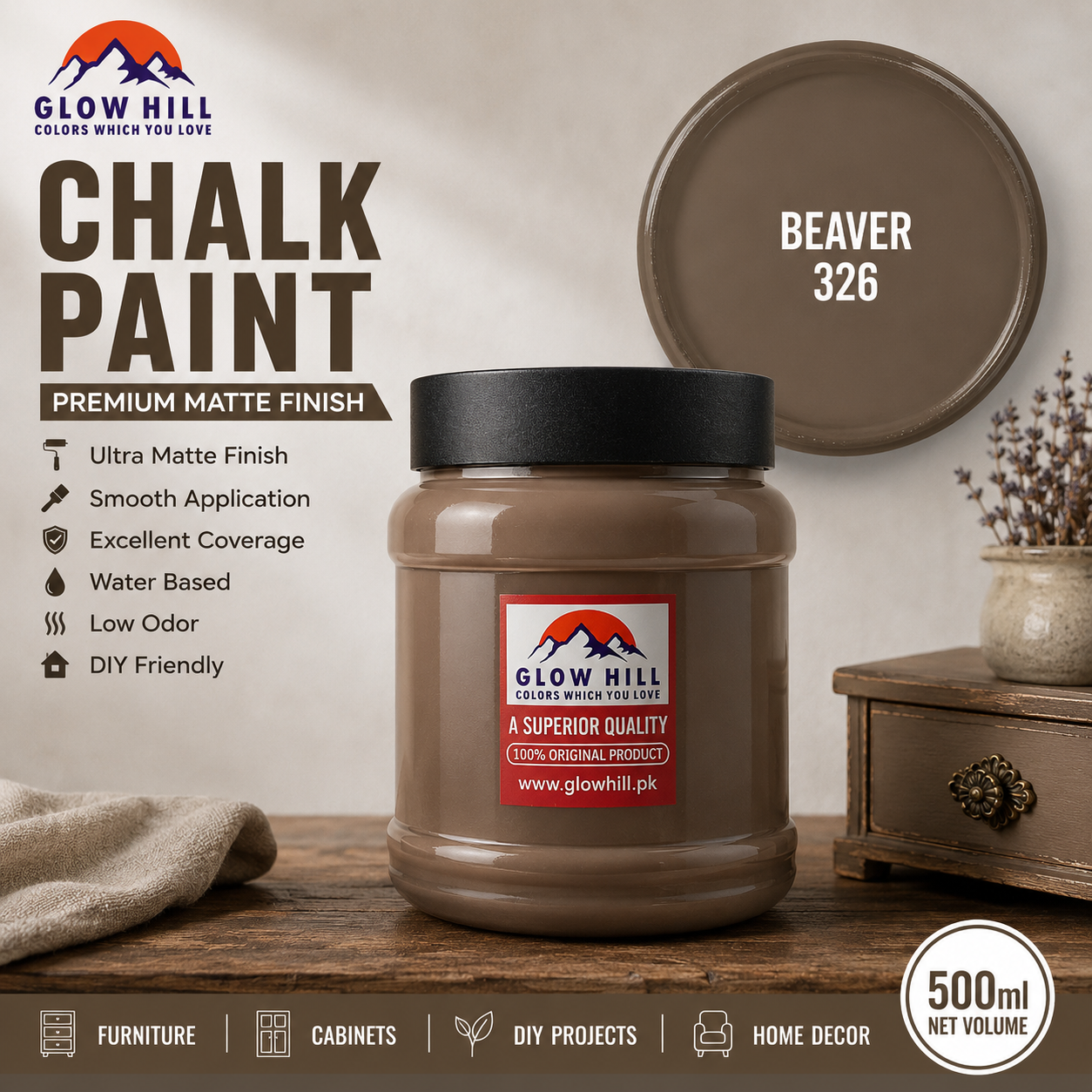 Beaver 326 Chalk Paint for Furniture, Wood, Cabinets & DIY Projects
