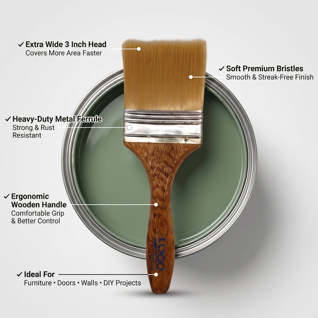 Professional Paint Brush | Wooden Handle | Smooth Finish for Paint, Polish & Chalk Paint
