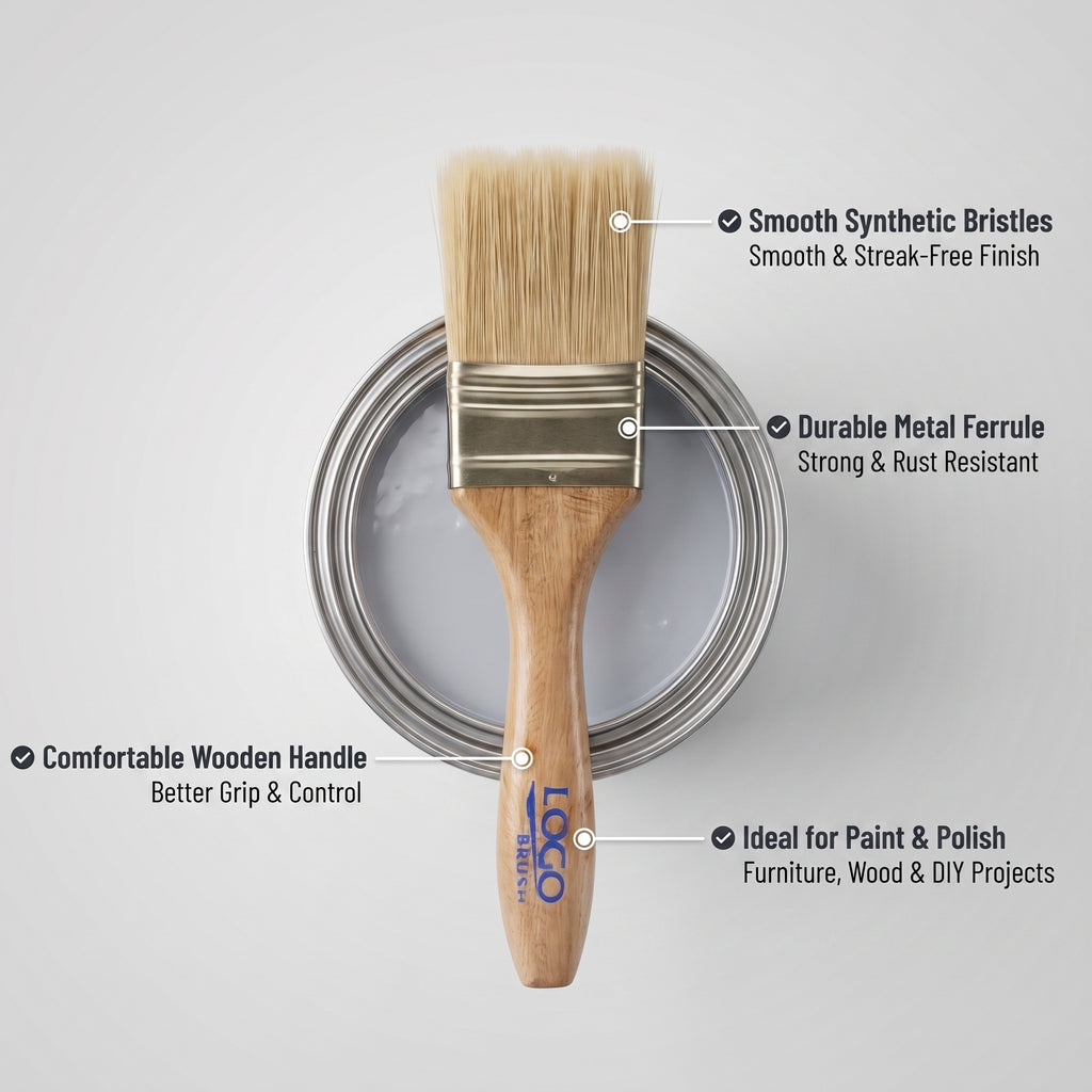 Professional Paint Brush | Wooden Handle | Smooth Finish for Paint, Polish & Chalk Paint