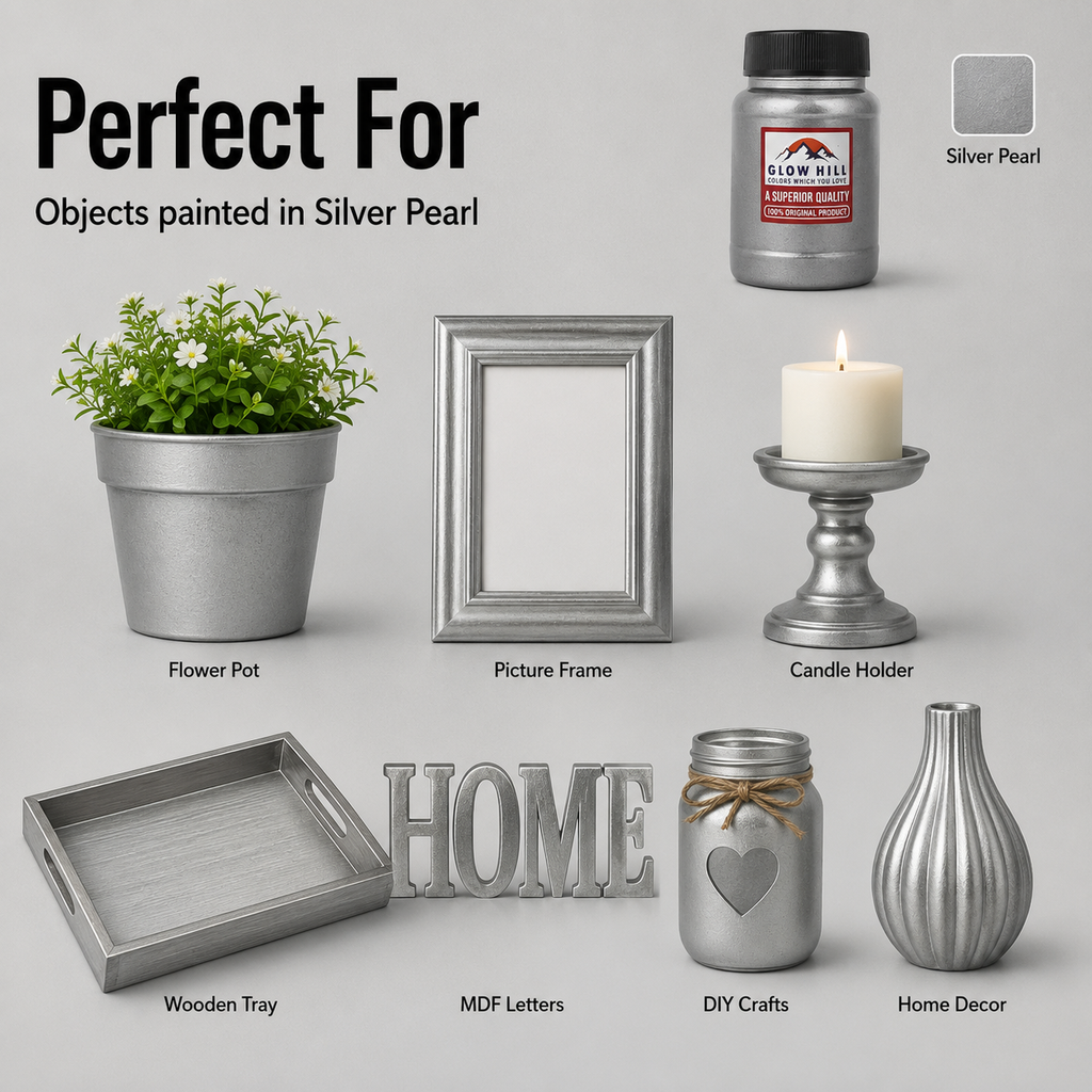 silver paint, silver metallic paint, metallic acrylic paint, pearl paint, acrylic paint, furniture paint, wood paint, metal paint, glass paint, diy paint, craft paint, qsak360