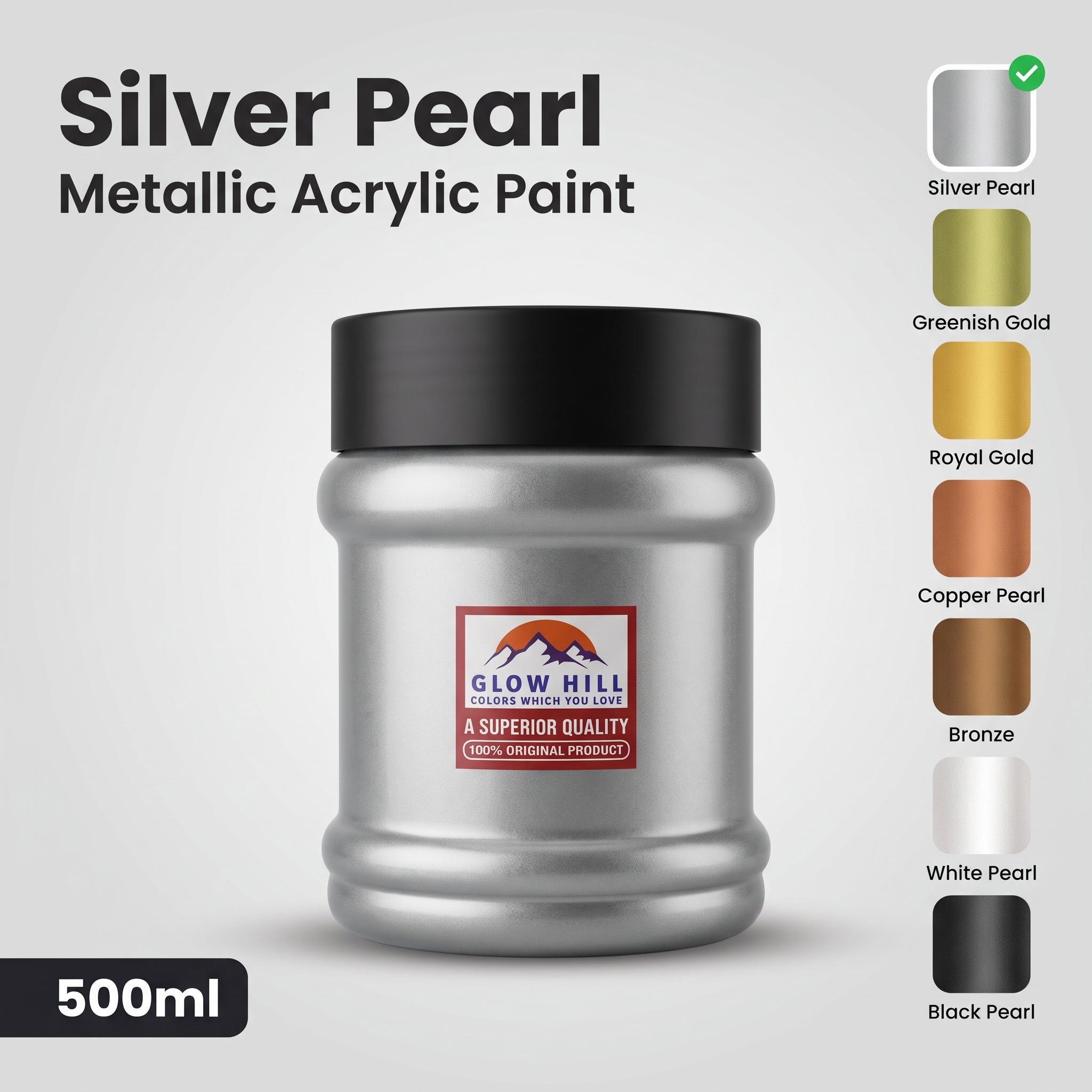 silver paint, silver metallic paint, metallic acrylic paint, pearl paint, acrylic paint, furniture paint, wood paint, metal paint, glass paint, diy paint, craft paint, qsak360