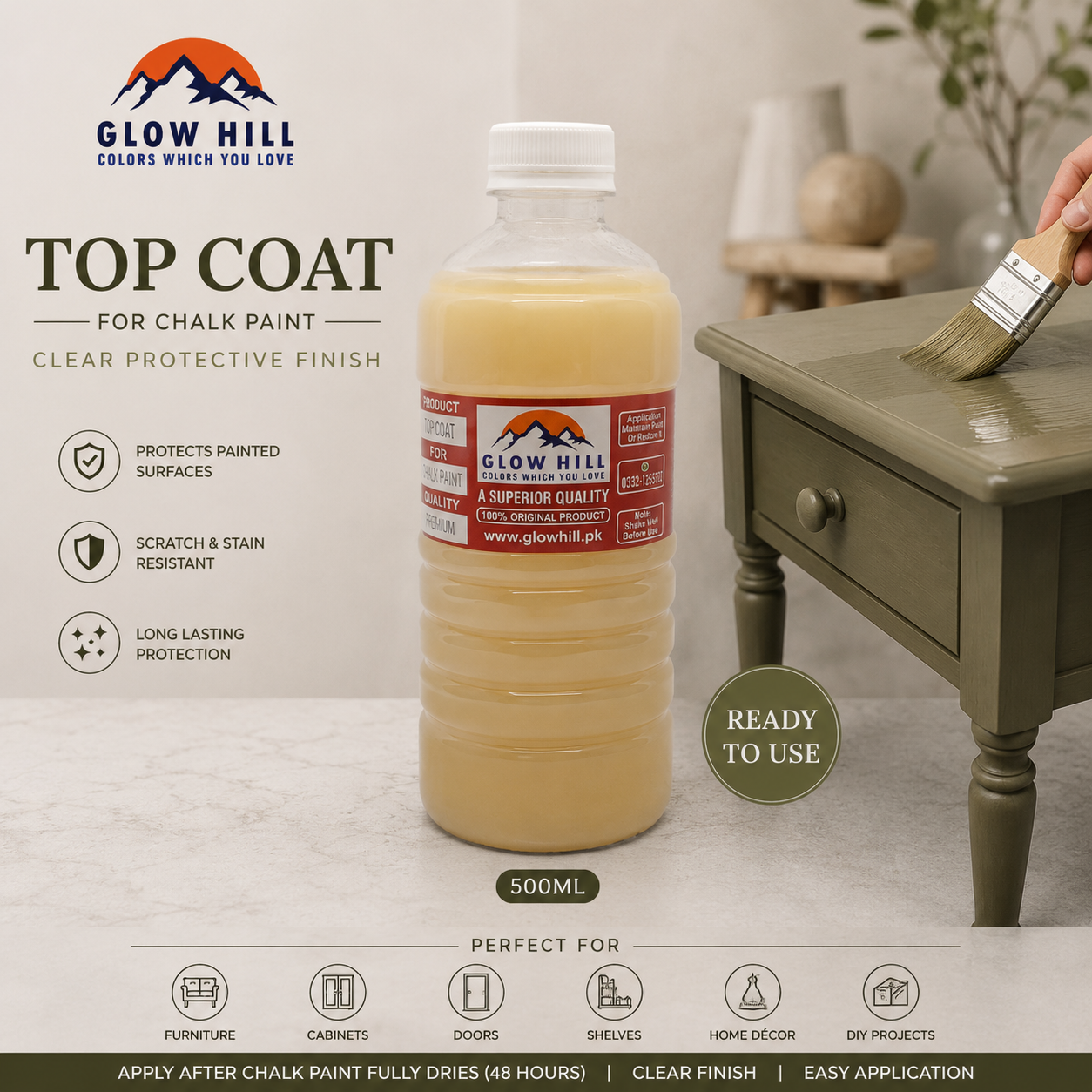 Top Coat for Chalk Paint | Clear Protective Finish for Furniture & DIY Projects