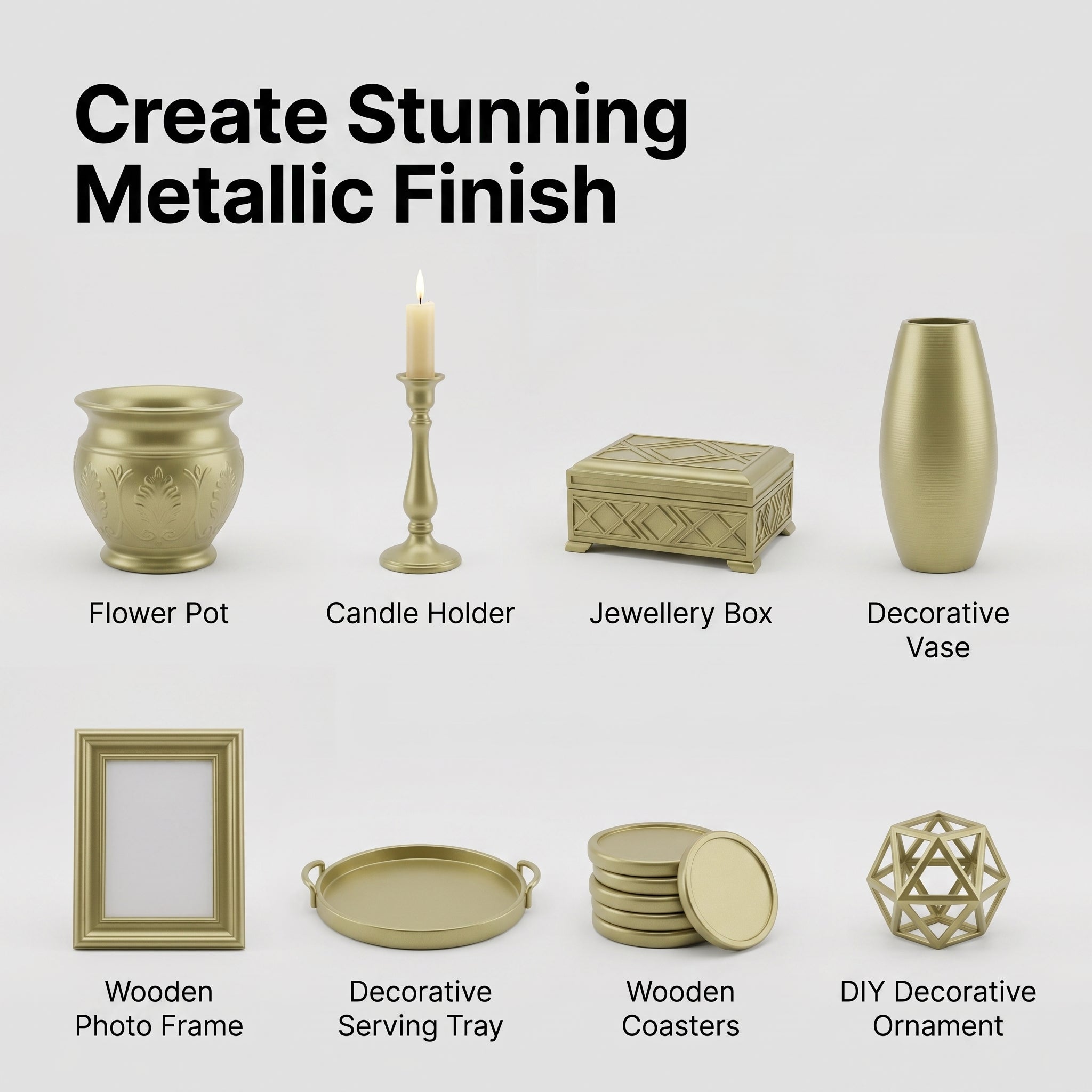 Greenish Gold Acrylic Metallic Pearl Paint for Wood, Metal, Glass & DIY Craft Projects