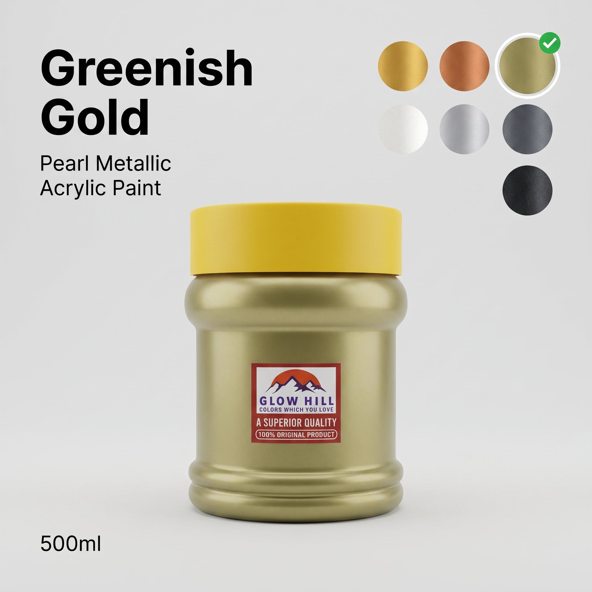 Greenish Gold Acrylic Metallic Pearl Paint for Wood, Metal, Glass & DIY Craft Projects