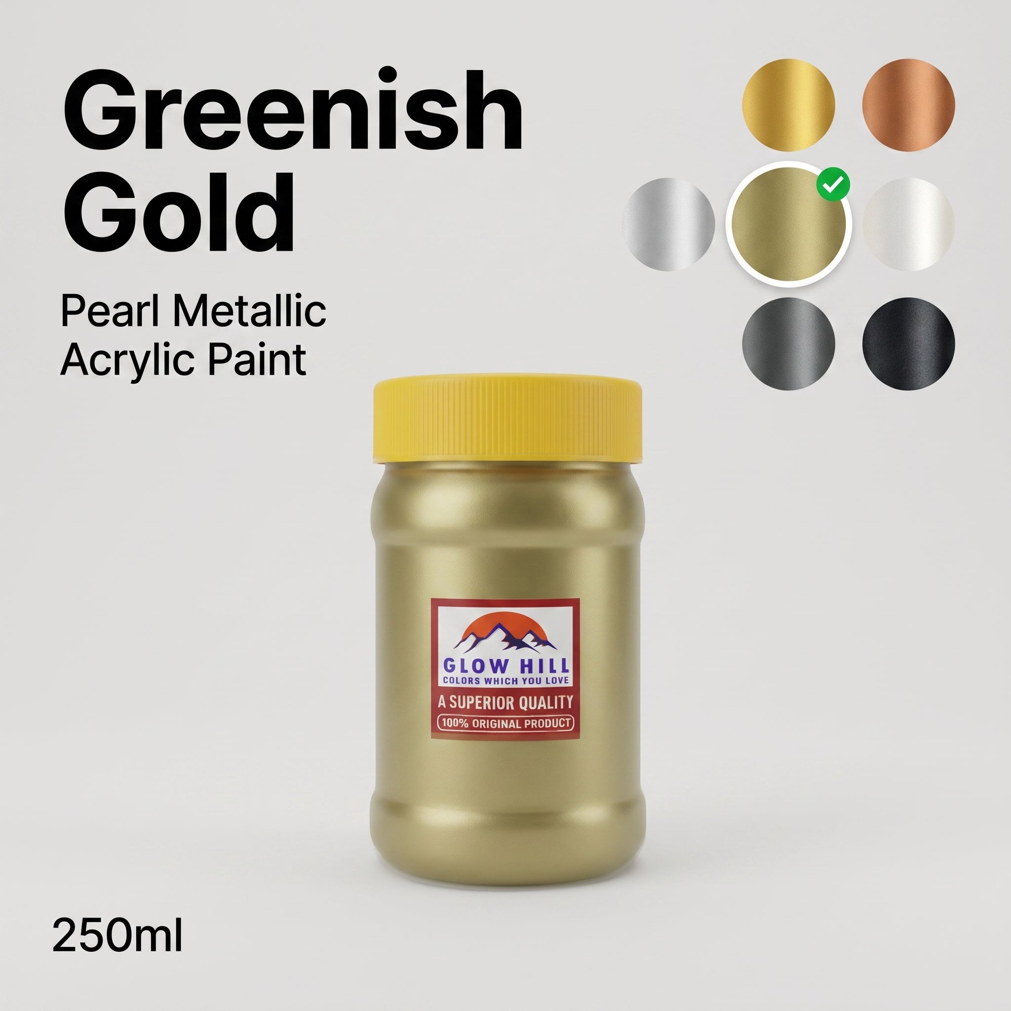 Greenish Gold Acrylic Metallic Pearl Paint for Wood, Metal, Glass & DIY Craft Projects