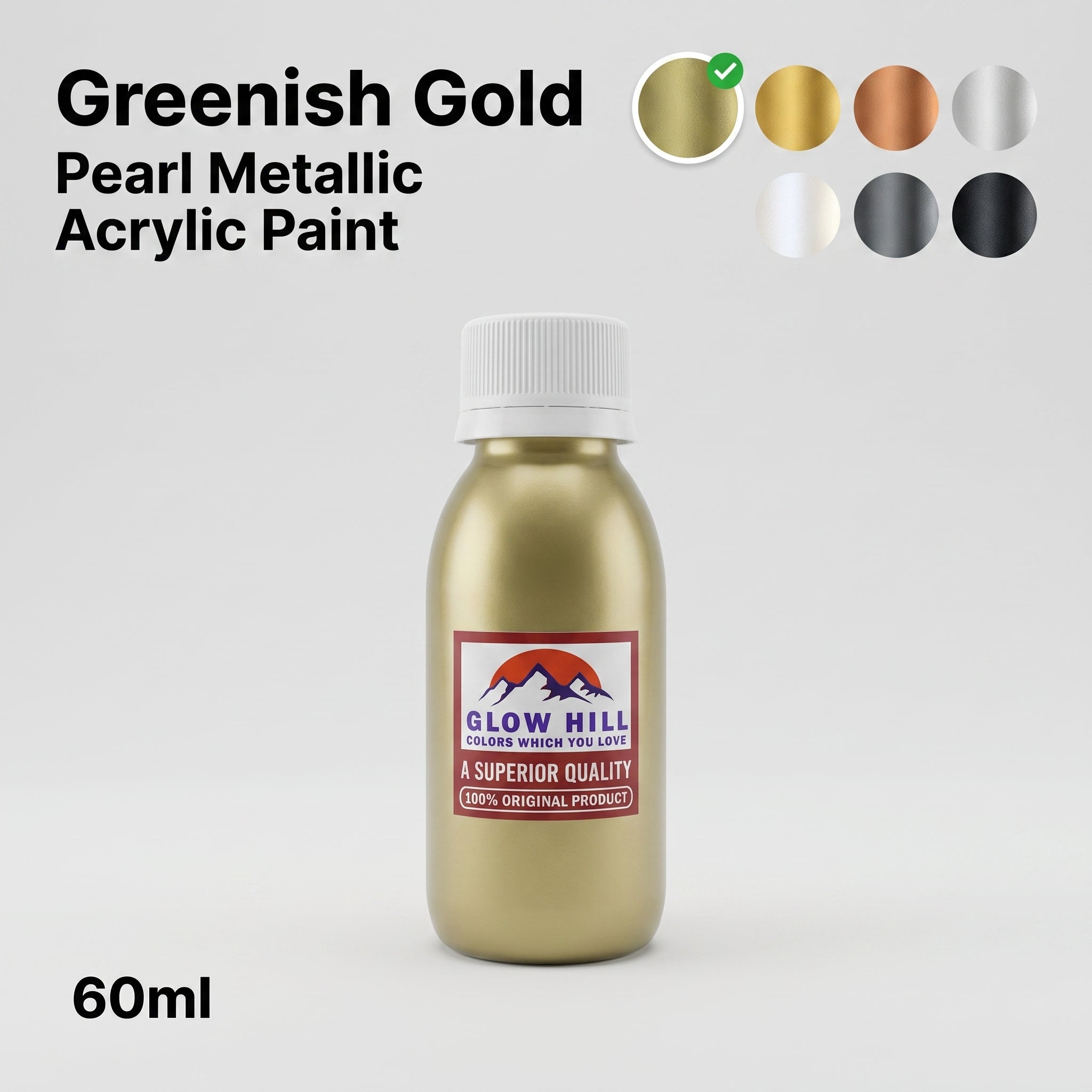 Greenish Gold Acrylic Metallic Pearl Paint for Wood, Metal, Glass & DIY Craft Projects