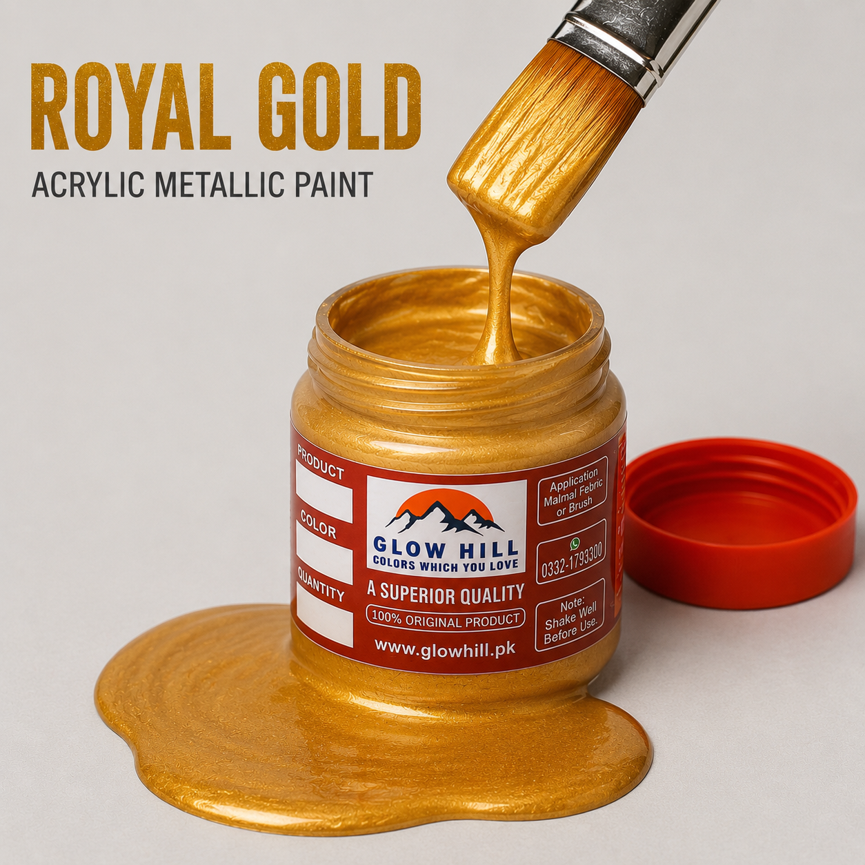 Royal Gold Acrylic Metallic Pearl Paint for Wood, Metal, Glass, Canvas & DIY Craft Projects