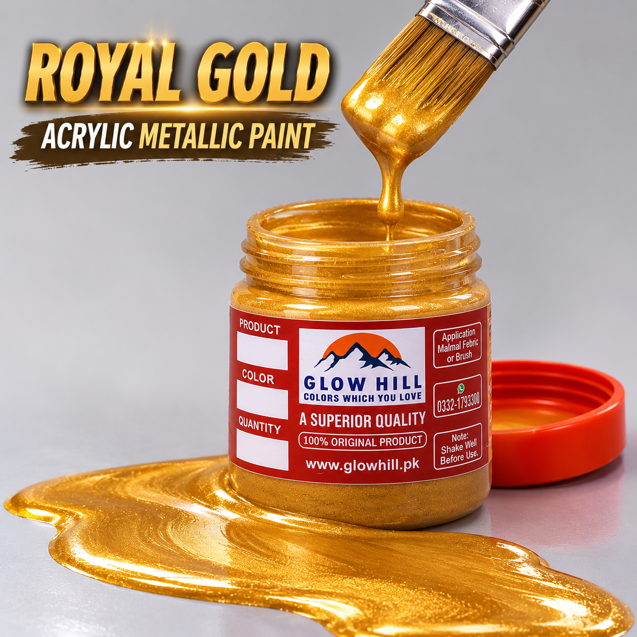 Royal Gold Acrylic Metallic Pearl Paint for Wood, Metal, Glass, Canvas & DIY Craft Projects