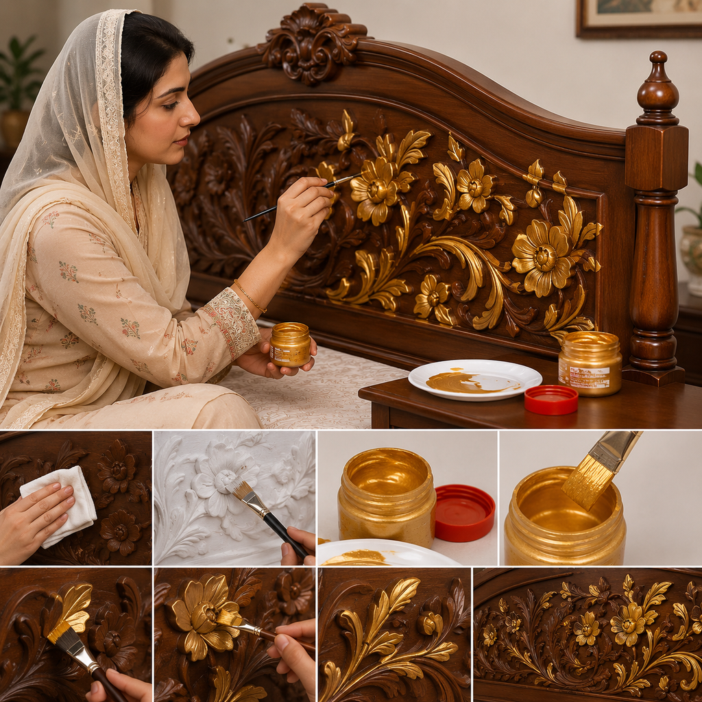 Royal Gold Acrylic Metallic Pearl Paint for Wood, Metal, Glass, Canvas & DIY Craft Projects
